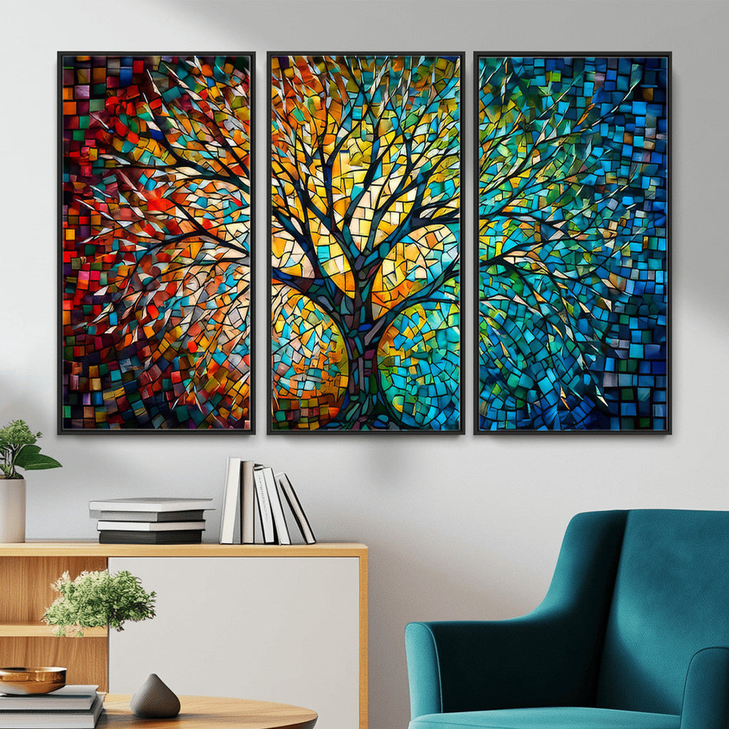 Yggdrasil Tree of Life Wall Art Print | Mosaic Style Canvas Wall Art