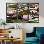 Lotus Flower Wall Art Canvas Print, Water Lily Large Wall Art for Yoga Room Decor