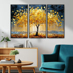 Golden Tree Wall Art | Framed Autumn Leaves Canvas Artwork