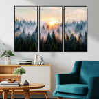 Abstract Forest Wall Art, Serene Nature Canvas Print with Misty Forest Design for Modern Home Decor