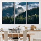 Misty Forest Wall Art Canvas Print | Pine Hills with Foggy Trees