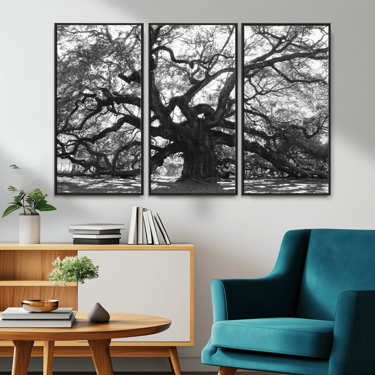 Ancient Oak Wall Art Canvas Print | Gnarled Tree with Twisted Branches