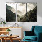 Misty Valley Wall Art: Foggy Forest Canvas Print