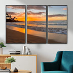 Tropical Beach Wall Art | Framed Sunset Ocean Canvas
