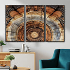 Tree Rings Wall Art Canvas Print, Rustic Wood Grain