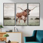 Texas Longhorn Wall Art | Framed Spotted Cattle Canvas