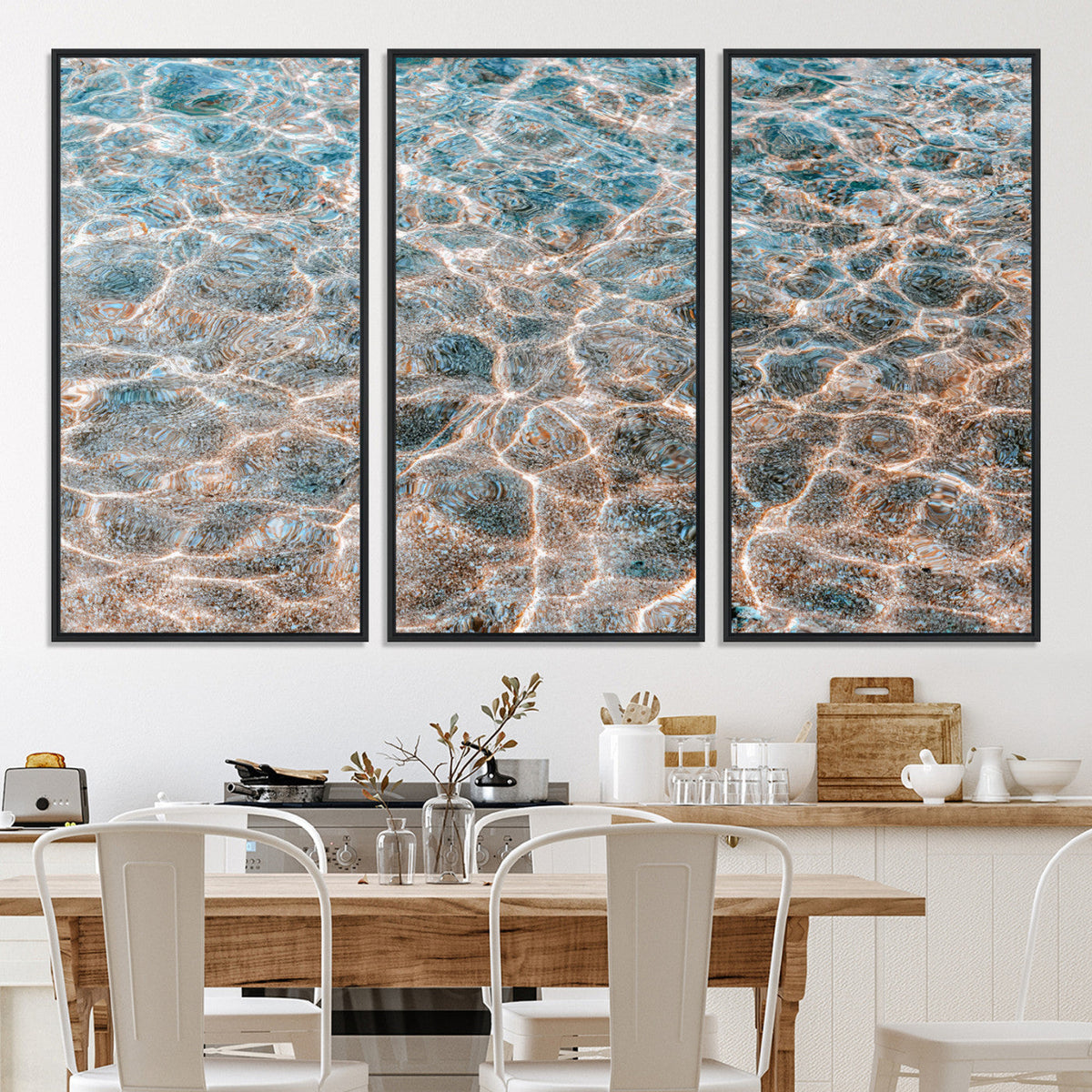 Clear Water Wall Art Canvas Print | Framed Sunlit Ocean Ripples