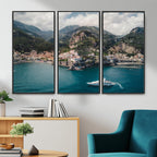 Amalfi Coast Wall Art | Framed Italian Seaside Canvas