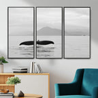 Whale Tail Wall Art | Framed Black White Ocean Canvas