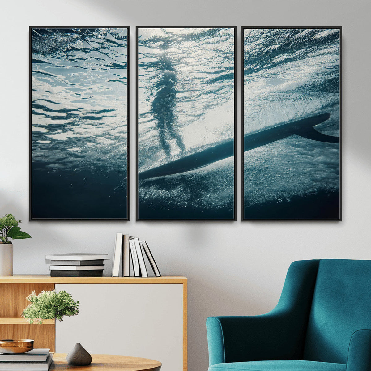 Underwater Surf Wall Art | Framed Ocean Wave Canvas Artwork