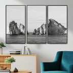 Coastal Wall Art | Framed Black White Ocean Canvas Artwork
