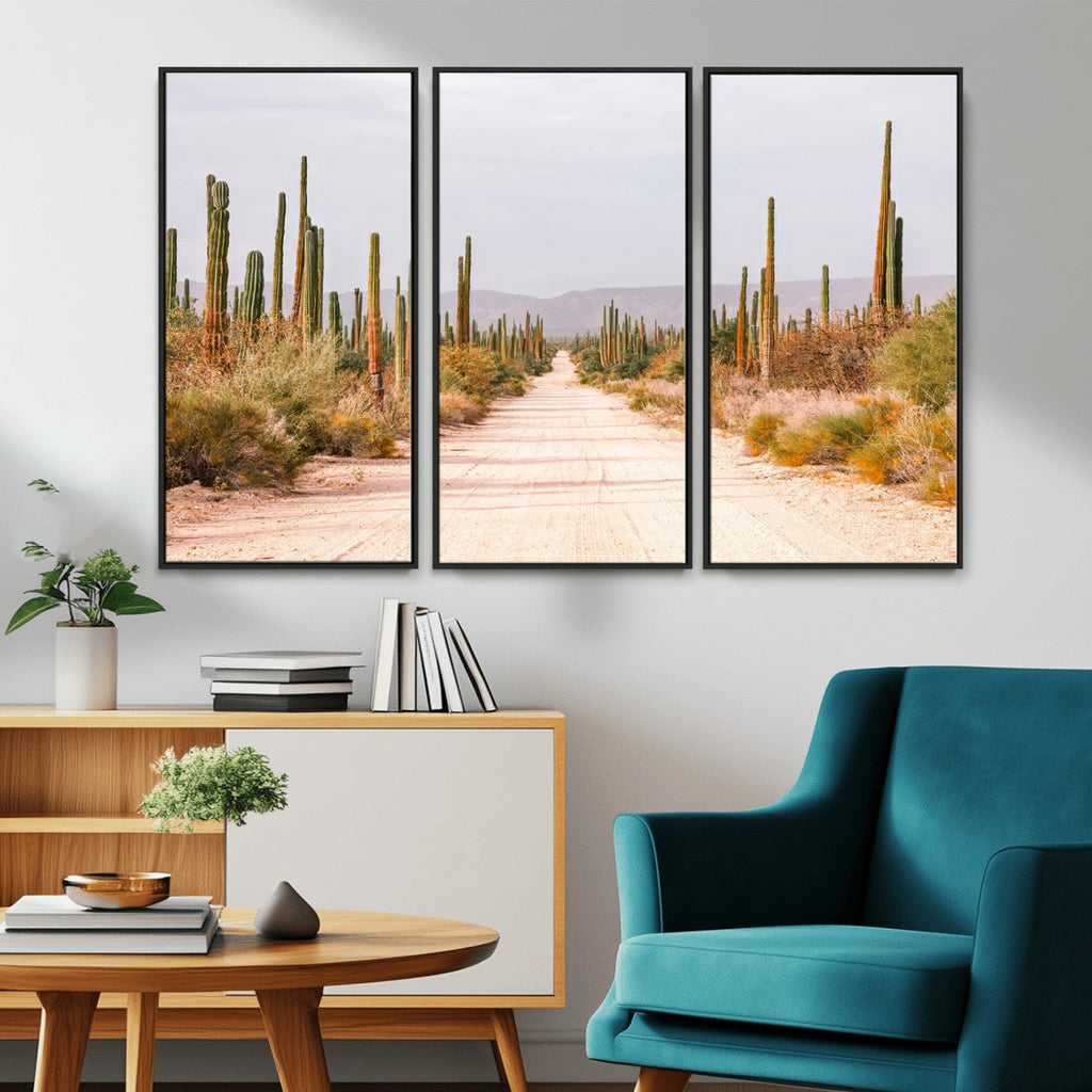 Desert Cactus Wall Art | Framed Southwestern Canvas Artwork
