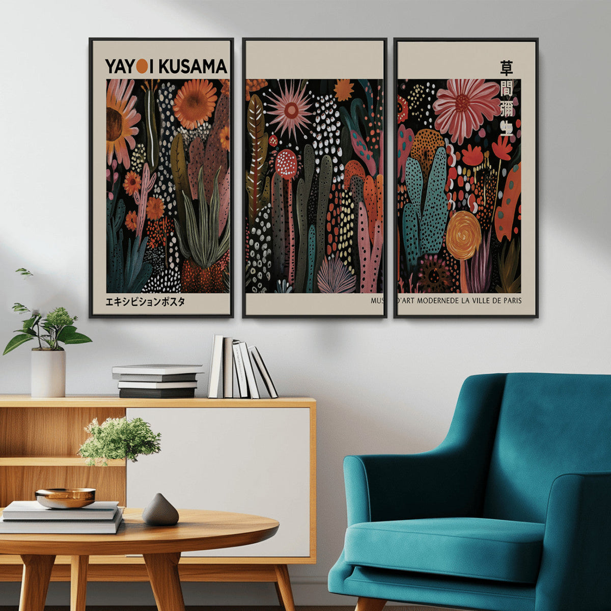 Modern Japanese Wall Art Canvas Print, Framed Abstract Mount Fuji Zen Landscape