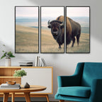 Bison Wall Art Canvas Print, Framed American Buffalo Rustic Western Artwork