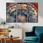Tree Rings Wall Art Canvas Print, Framed Petrified Wood Modern Rustic