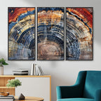 Tree Rings Wall Art Canvas Print, Framed Petrified Wood Art, Modern Rustic Decor