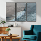 Ocean Waves Wall Art Canvas Print, Framed Coastal Serenity Surf Scene