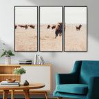 Bison Herd Wall Art Canvas Print, Framed Western Prairie Serenity