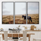 Cowboy Wall Art Canvas Print, Framed Western Rustic Ranch Scene