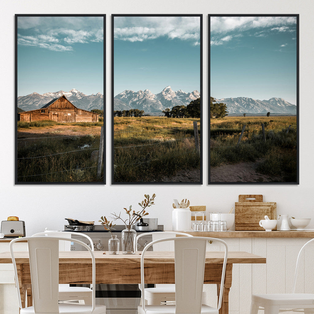 Rustic Farmhouse Wall Art Canvas Print, Teton Range Mormon Row Barn