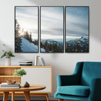 Snowy Mountains Wall Art Canvas Print, Framed Alpine Landscape Frosty Peaks Artwork