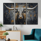 Rustic Bull Wall Art Canvas Print, Longhorn Wall Decor