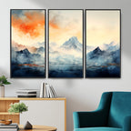 Warm Clouds Abstract Mountain Wall Art, Modern Landscape Canvas Print