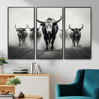 Texas Longhorn Wall Art Canvas Print, Framed Speckled Cow
