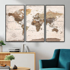Modern World Map Canvas Print | Framed Travel Map Wall Art