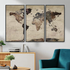 World Map Canvas Print, Detailed Map of the World, Adventure Gift for Couples and Anniversaries