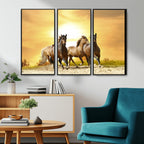Wild Horses Wall Art Canvas Print, Framed Galloping Herd