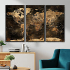 World Map Canvas Print, Modern Decorative Framed Map Artwork