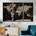 Push Pin World Map Canvas Wall Art Print, Interactive Travel Map