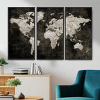 Vintage World Map Wall Art Canvas Print | Framed Large Map Wall Art