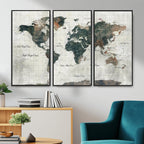 World Map Canvas Print | Framed Travel Map Wall Art for Couples