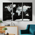 World Map Canvas Print | Framed Push Pin Wall Art, Color Splash Travel Map