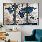 Rustic World Map Canvas Print | Framed Wall Art for Couples