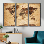 Modern Red and Gray World Map Canvas Print | Framed Wall Art