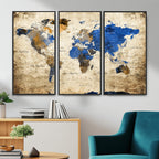 World Map Canvas Print | Colorful Abstract Travel Map, Framed Wall Art