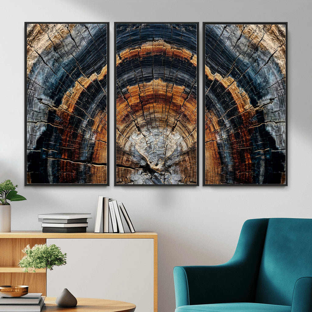 Abstract Wood Grain Canvas Print, Tree Ring Pattern Wall Art, Extra Large Living Room Wall Decor