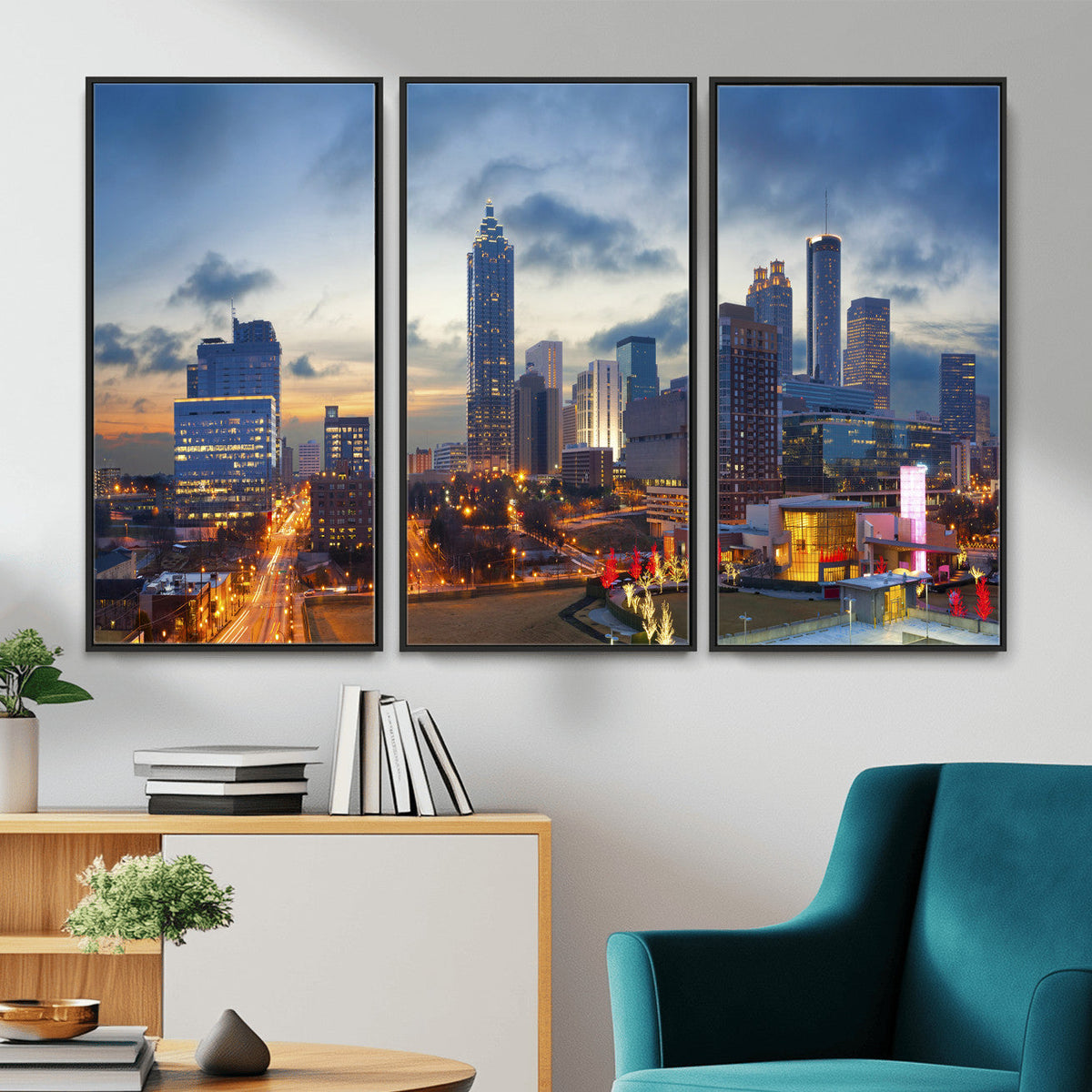 Atlanta Skyline Wall Art Canvas Print, Atlanta Downtown Night Cityscape