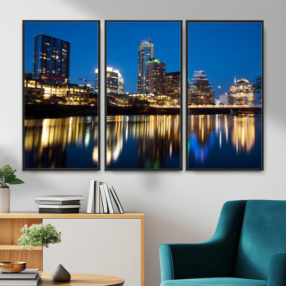 Austin Skyline Wall Art Canvas Print, Austin Downtown Night Cityscape