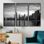 Chicago Wall Art Canvas Print, Chicago City Downtown Night Cityscape