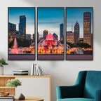 Chicago Wall Art Canvas Print - Chicago City Downtown Night Cityscape