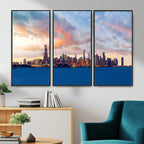 Chicago Wall Art Canvas Print - Chicago City Downtown Night Cityscape