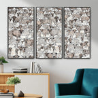 Abstract Texas Cow Wall Art Canvas Print, Farm Longhorn Art for Cabin Decor