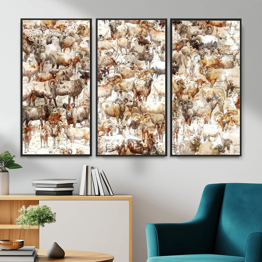 Farmhouse Bighorn Sheep Wall Art Canvas Print