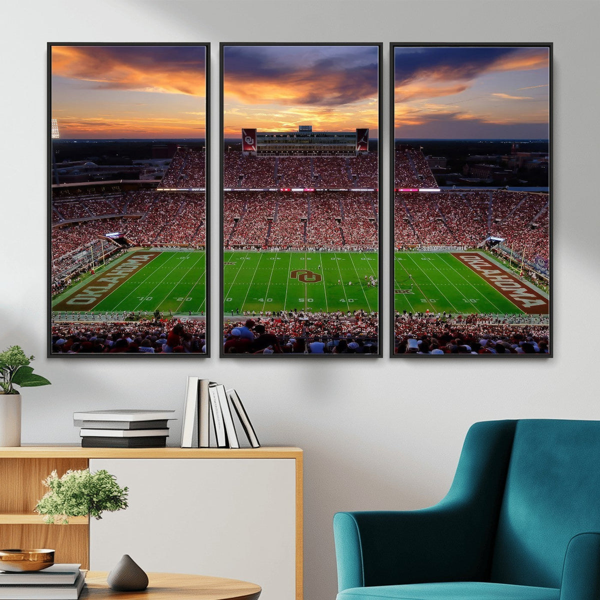 Oklahoma Sooners Stadium Wall Art Canvas Print, College Football Decor