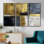 Gold Navy Abstract Wall Art Canvas Print, Modern Luxury Geometric Art for Living Room and Office