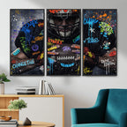 Graffiti American Football Player Street Art Wall Art Canvas Print
